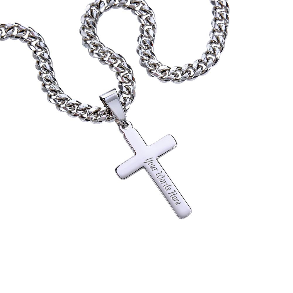 My Dear Son  - Cuban Chain with Artisan Cross Necklace